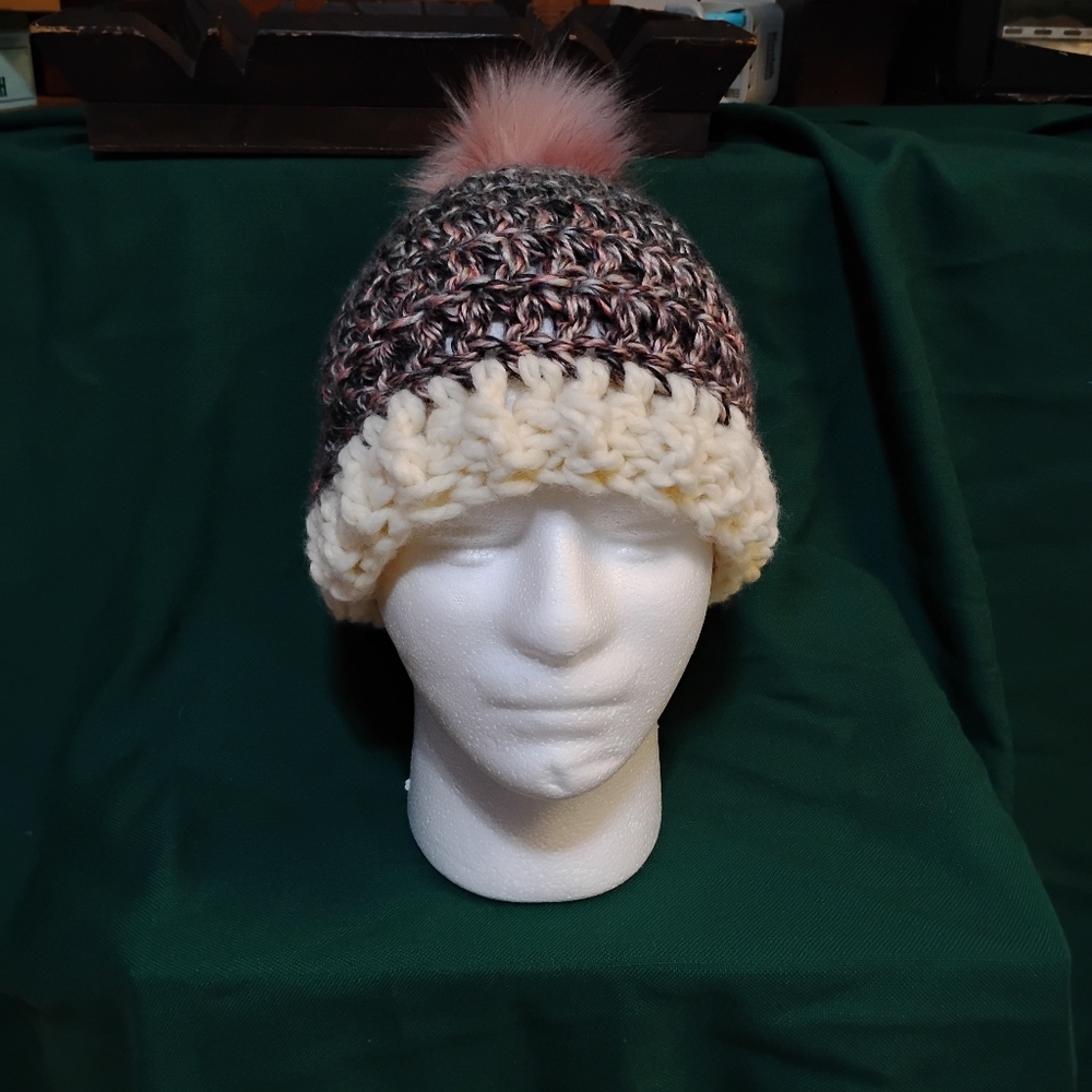 Handmade Crochet Women's Hat With Removable Pom Pom